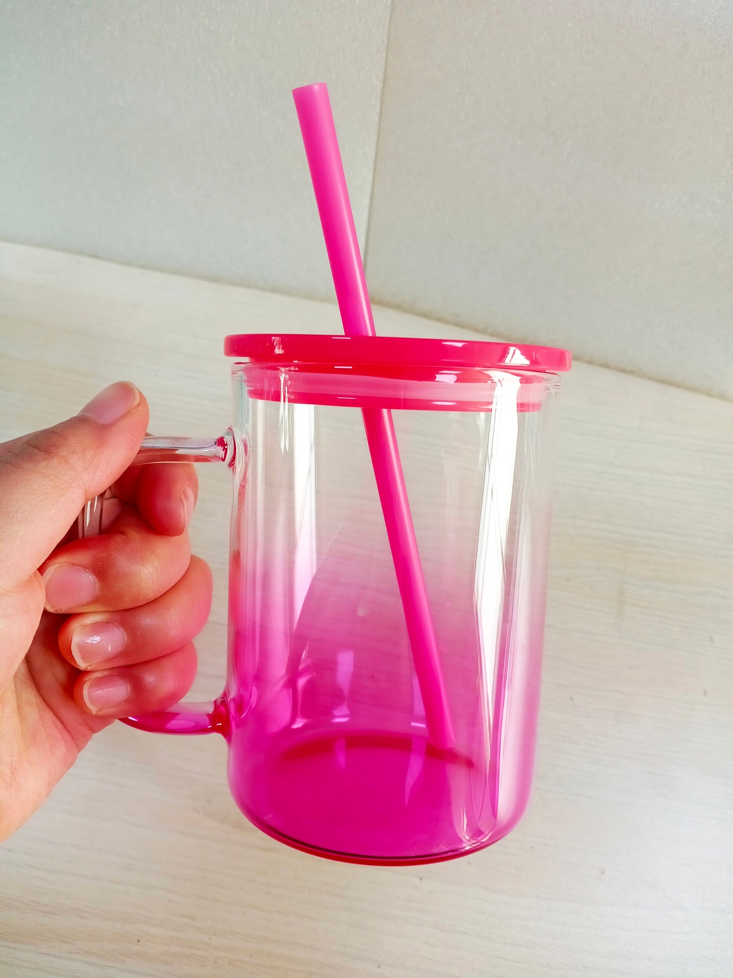 17oz Ombre Jelly Glass Mug with Colored Plastic Lid and Straw for Sublimation and UV DTF _ miki