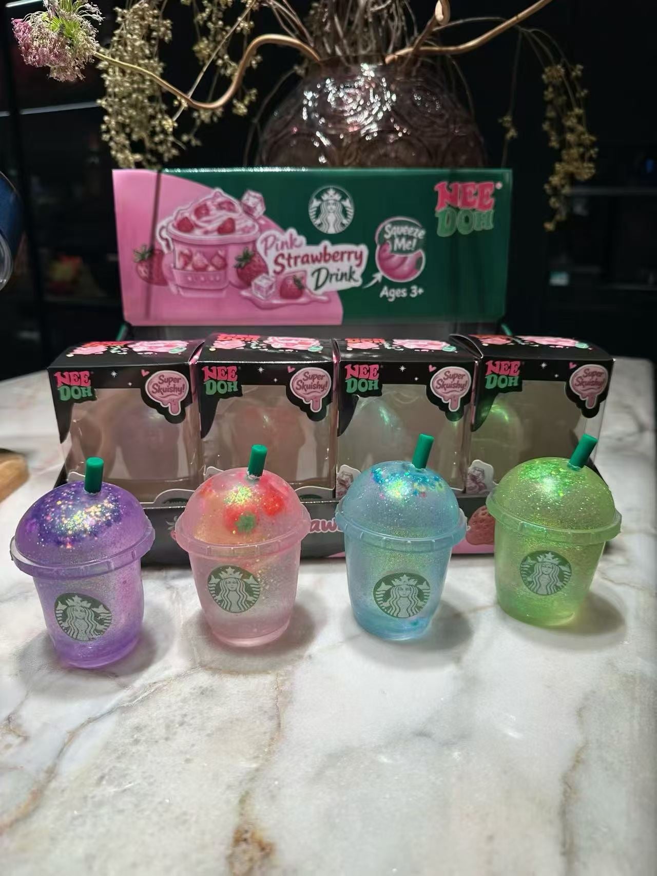 USA Presale_ Needoh Glitter Starbucks Squishy Toys _ miki