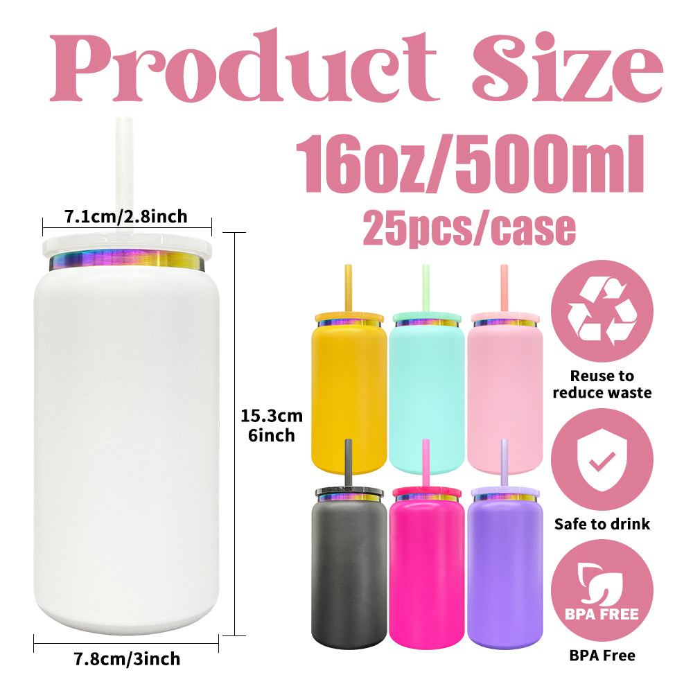USA RTS_ rainbow plated 16oz vacuum insulated stainless steel can for laser engrave _miki