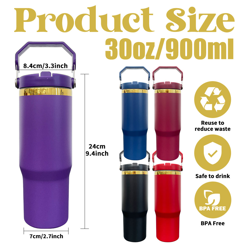 Mirror Gold Plated 30oz Flip Straw Water Bottles For Laser Engraving_miki