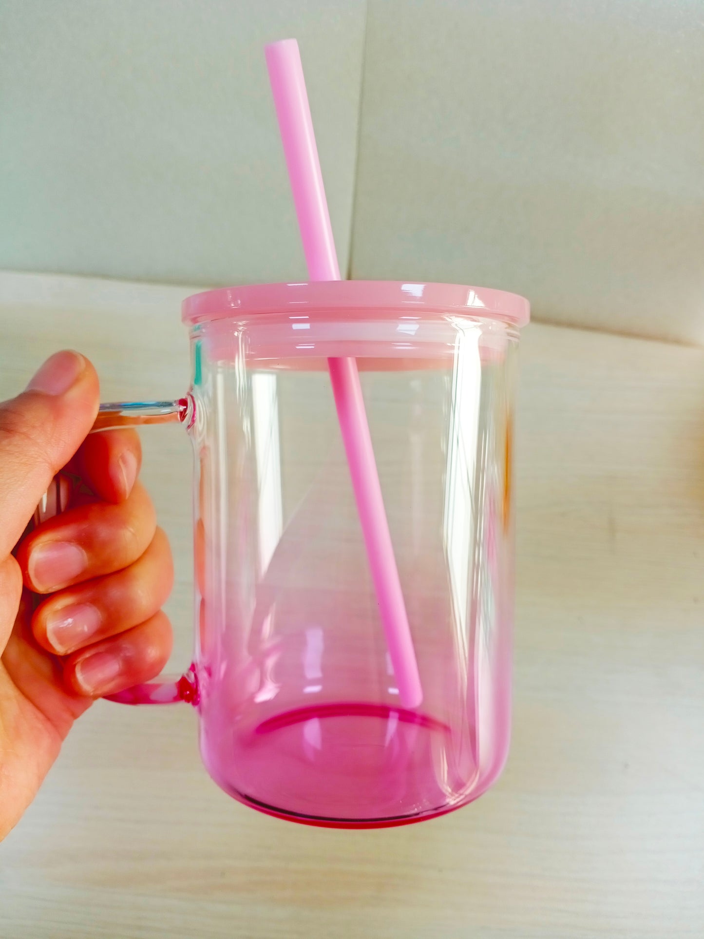 17oz Ombre Jelly Glass Mug with Colored Plastic Lid and Straw for Sublimation and UV DTF _ miki