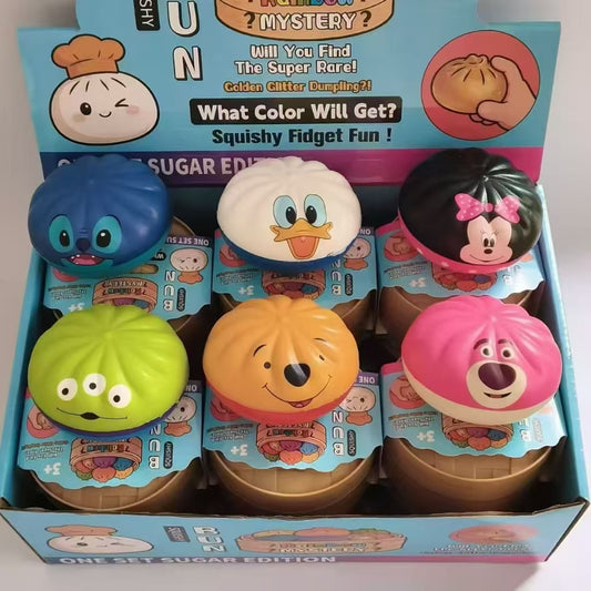 Disney Cartoon PU squeeze dumplings Toys with steamer baskets and gift boxes _ miki