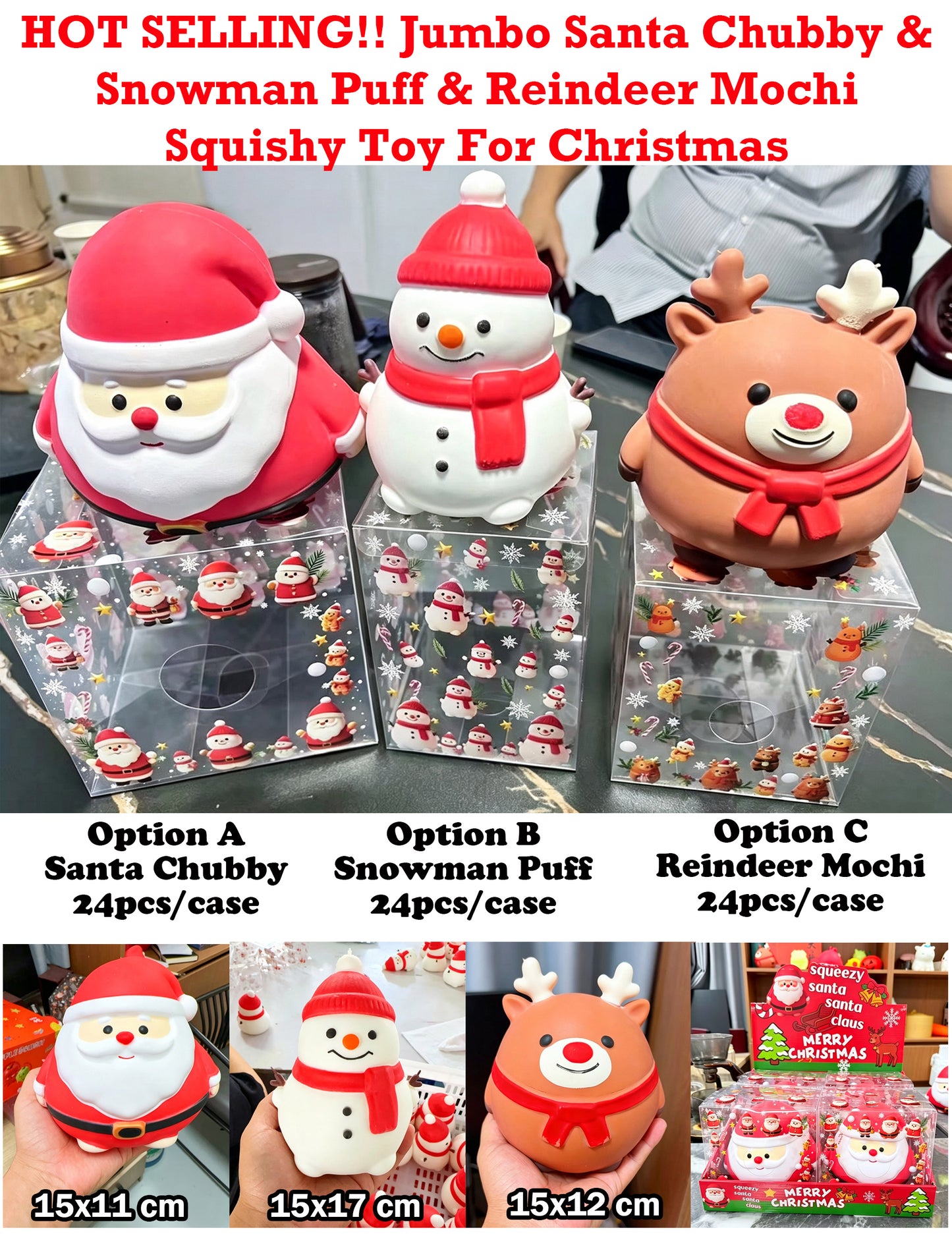 Jumbo Christmas Santa Claus Snowman Reindeer squishy toys _ miki