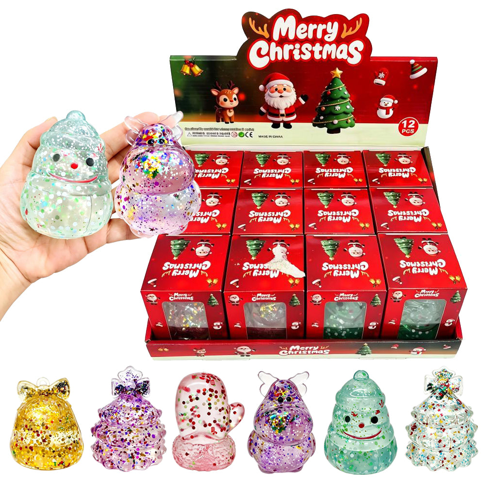 USA RTS_ Christmas Themed Glitter Maltose Squeeze Toys 6 Styles Mixed _miki