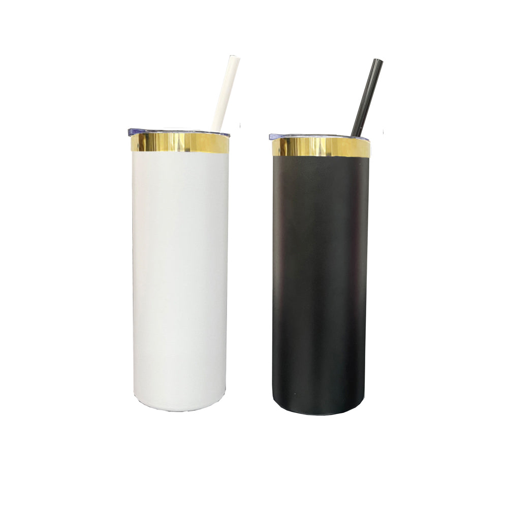 USA RTS_ mirror gold underneath white black powder coated 20oz stainless steel straight tumblers for laser engraving_miki
