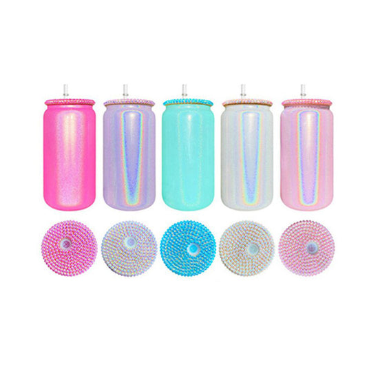 USA RTS_ Sublimation 16oz Shimmer Glass Cans with Bling Lids_ miki