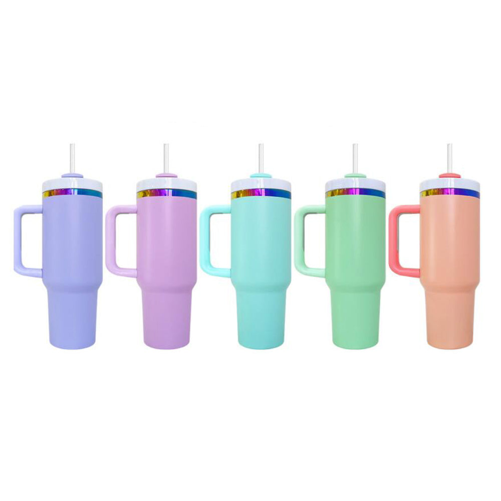 💕rainbow underneath H2.0 40oz macaron quencher tumblers with removable handle for laser engraving_miki