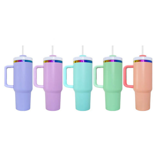 USA RTS_ rainbow underneath H2.0 40oz macaron quencher tumblers with removable handle for laser engraving_miki