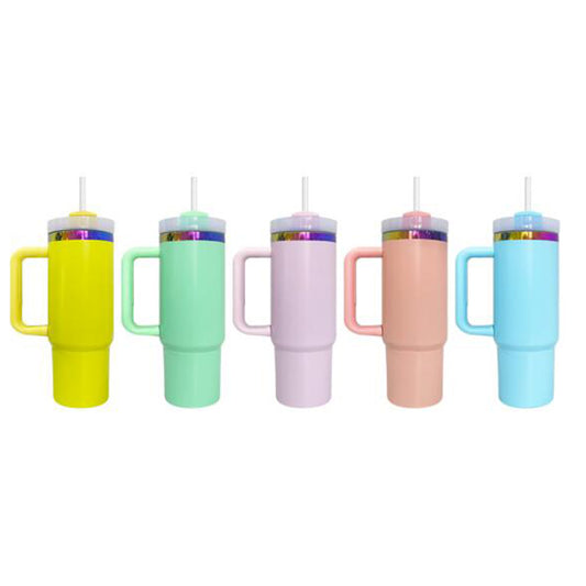 USA RTS_ Macaron Powder Coated Rainbow Plated 30oz Quencher Tumbler with Removable Handle for Laser Engraving_ Miki