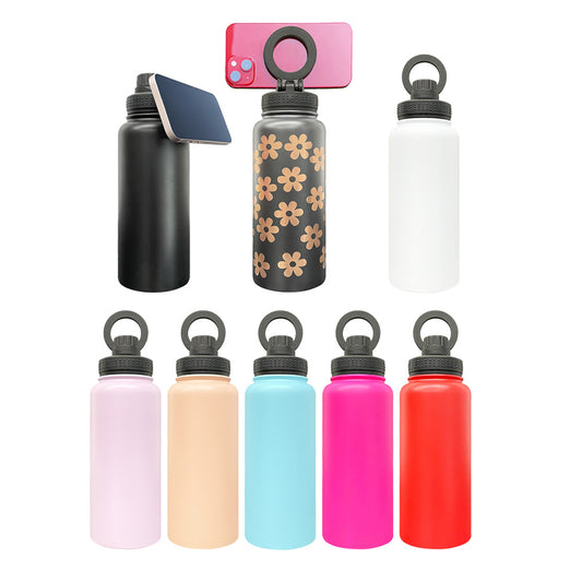 copper plated 32oz powder coated water bottle with magnetic lid and magnetic ring for engraving _miki