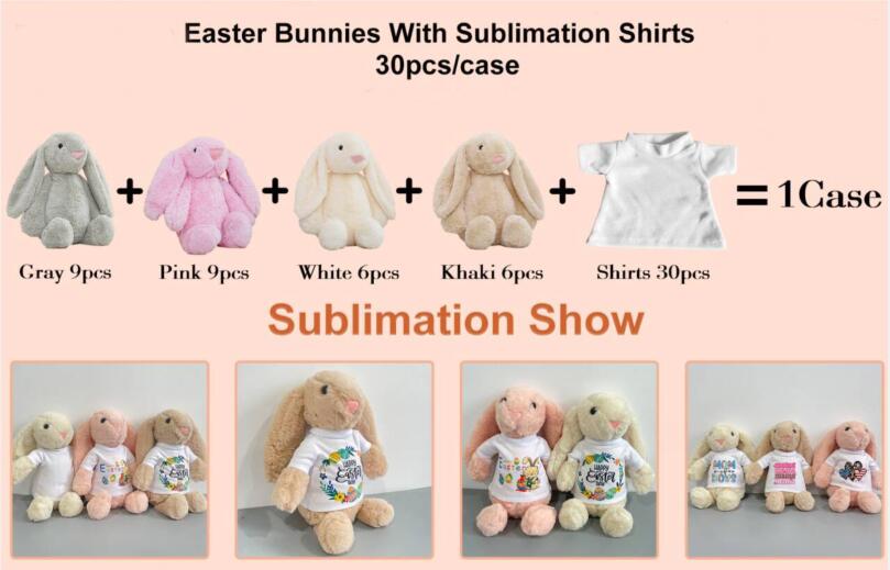 Easter Bunnies Toys With removeable white Sublimation T shirts_miki