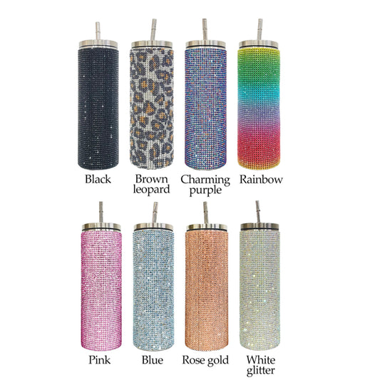 USA RTS_ Bling Rhinestone 20oz Straight Tumbler with Lid and Straw_ miki