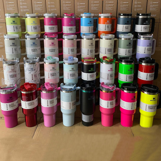 H2.0 solid colors 40oz stanley quencher tumbler wirh lid and straw_miki