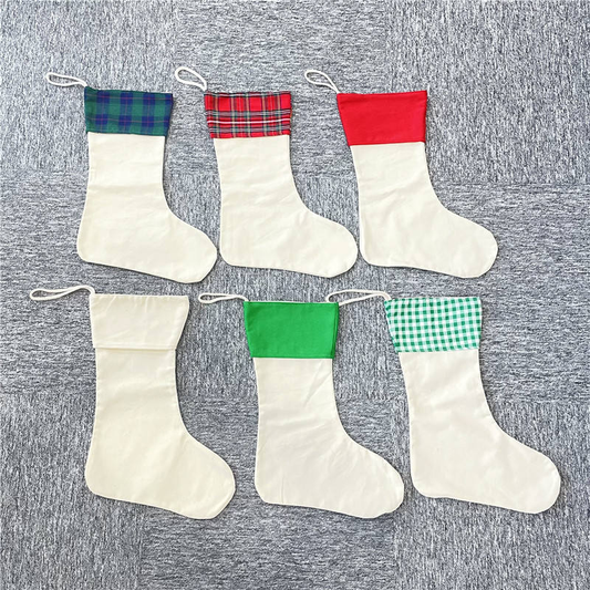 USA Presale_ White Blank Sublimation Polyester Canvas Xmas Hanging Stocking for Presents Decorations_ miki