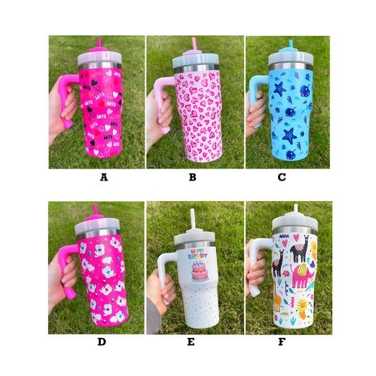 3D Cute Design Printed H2.0 20oz Kids Tumblers with Handle_ miki