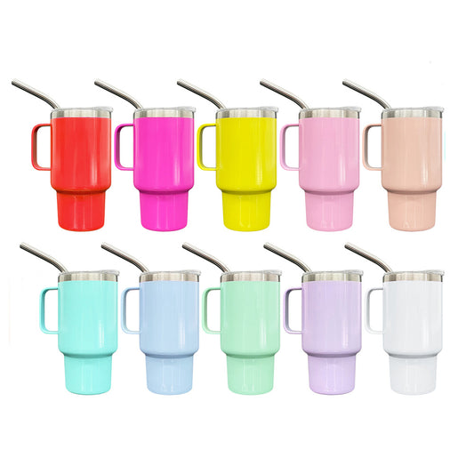 sublimation colored 3oz mini shot glass stainless steel with handle & metal straw,same shape as 40oz quencher tumbler_miki