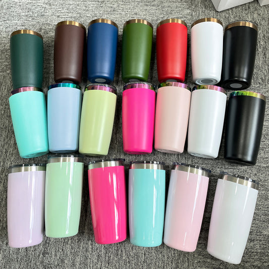 Powder Coated 10oz Rainbow Copper Plated Mugs with Magnetic Lid for Laser Engraving _ miki
